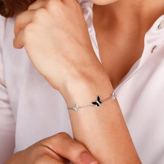 Silver Elegant Butterflies Bracelet