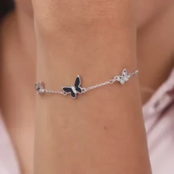 Silver Elegant Butterflies Bracelet