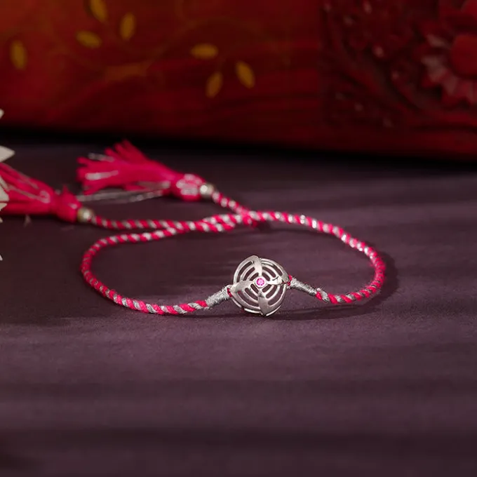Silver Elegant Circle Rakhi
