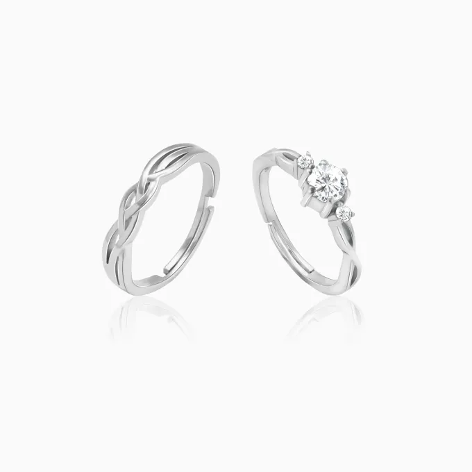 Silver Elegant Love Couples Rings