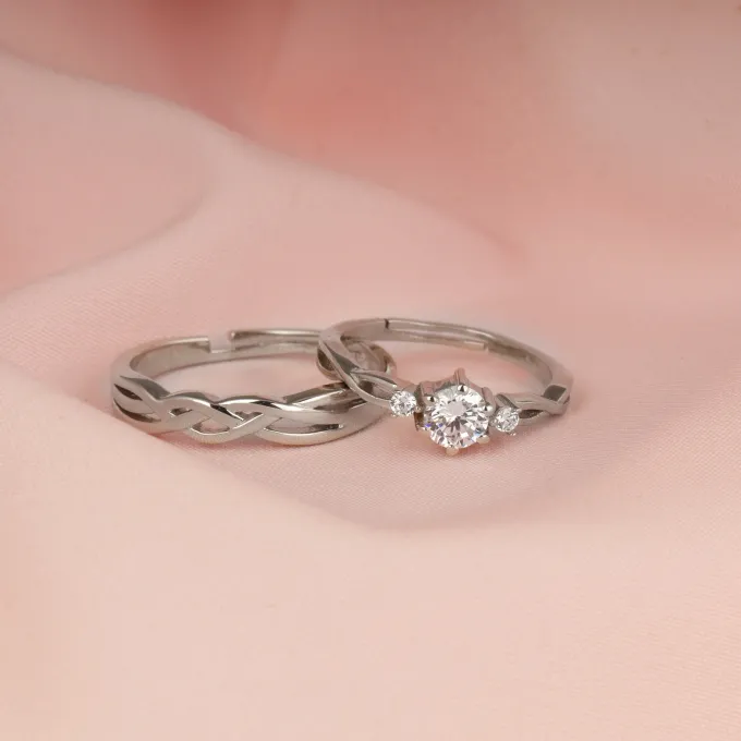 Silver Elegant Love Couples Rings