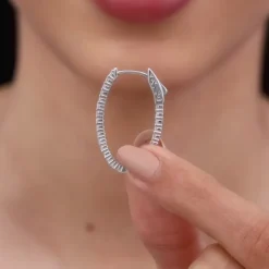 Silver Enchanted Eve Oval Hoops