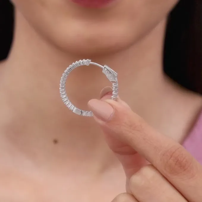Silver Enchanted Radiance Hoops