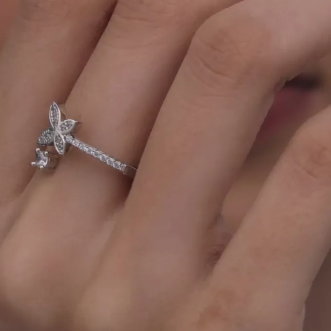 Silver Enchanting Elegance Butterfly Ring