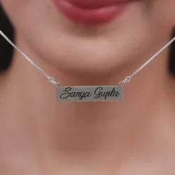 Silver Engraved Pendant with Box Chain