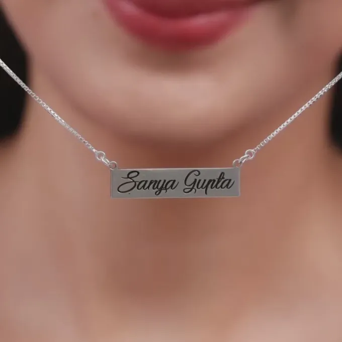 Silver Engraved Pendant with Box Chain