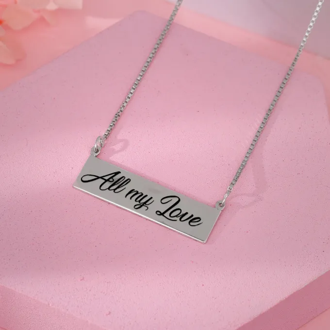 Silver Engraved Pendant with Box Chain