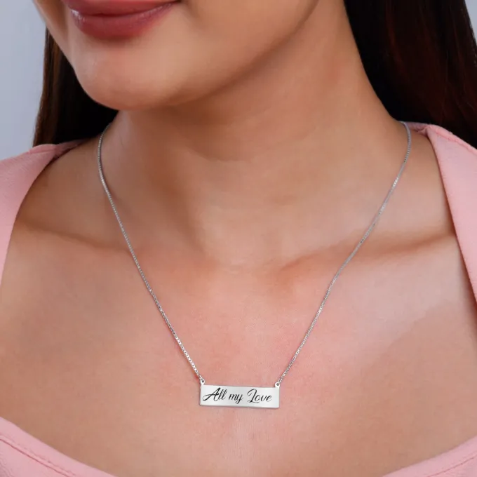 Silver Engraved Pendant with Box Chain