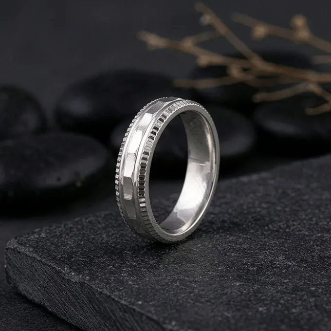 Silver Eterna Edge Band For Him