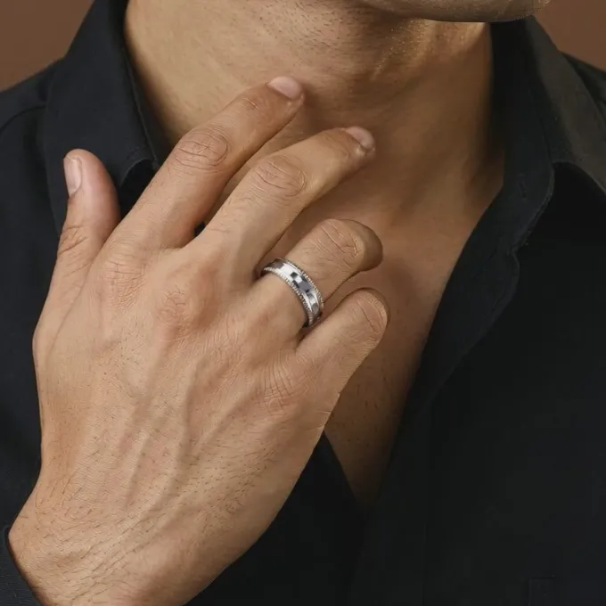 Silver Eterna Edge Band For Him