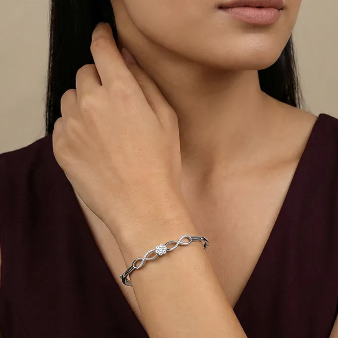 Silver Eternal Bloom Cuff Bracelet