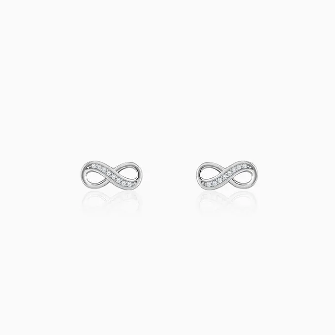Silver Eternal Infinity Stud Earrings