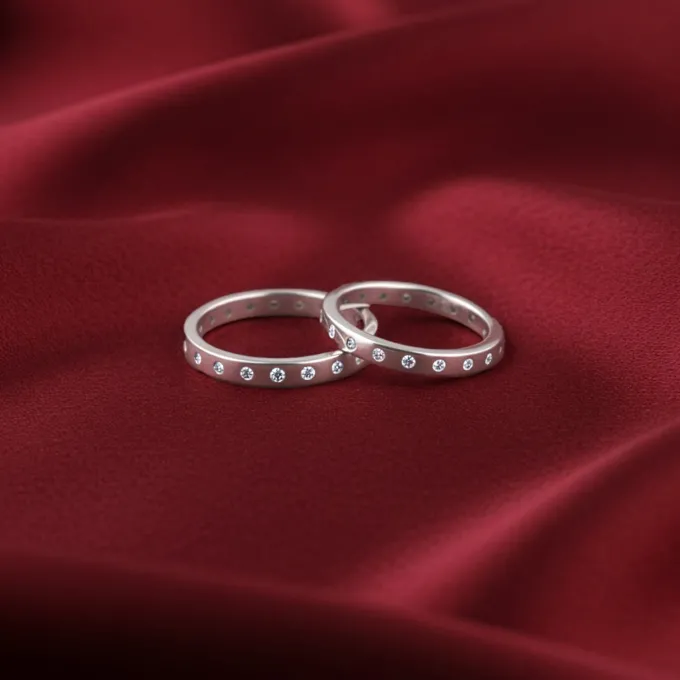 Silver Evermine Couple Bands