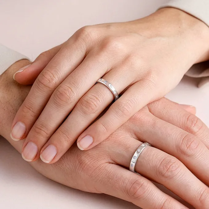 Silver Evermine Couple Bands
