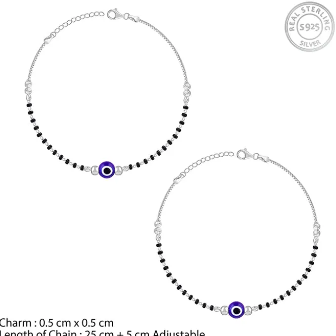 Silver Evil Eye Anklet