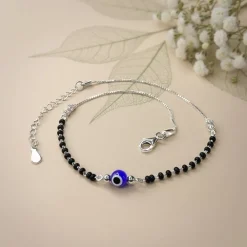 Silver Evil Eye Anklet