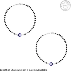 Silver Evil Eye Beaded Anklet