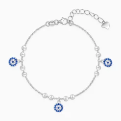 Silver Evil Eye Charm Bracelet
