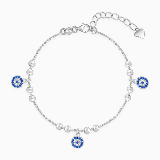 Silver Evil Eye Charm Bracelet