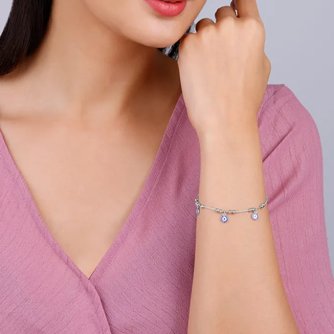 Silver Evil Eye Charm Bracelet