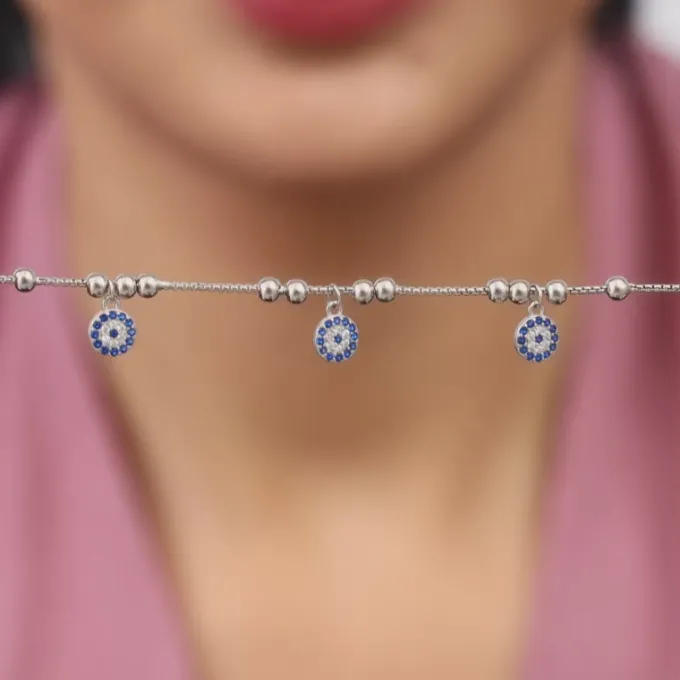 Silver Evil Eye Charm Bracelet