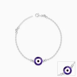 Silver Evil Eye Cutie Kids Anklet