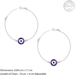 Silver Evil Eye Cutie Kids Anklet