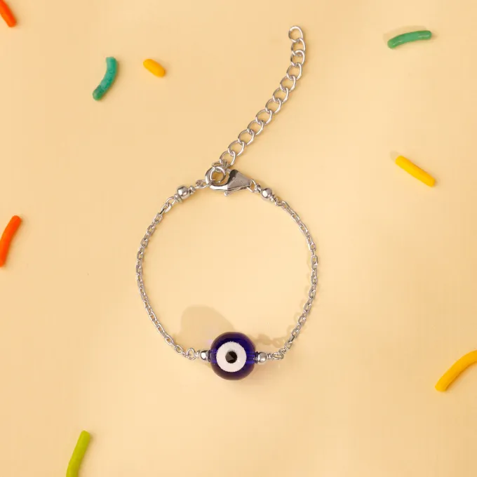 Silver Evil Eye Cutie Kids Anklet