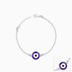Silver Evil Eye Cutie Kids Anklet