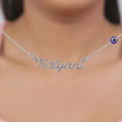 Silver Evil Eye Personalised Name Necklace