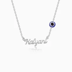 Silver Evil Eye Personalised Name Necklace