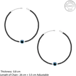 Silver Evil Eye Protection Anklet