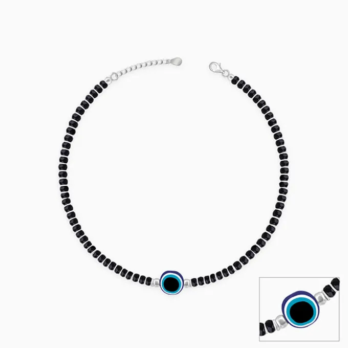 Silver Evil Eye Protection Anklet