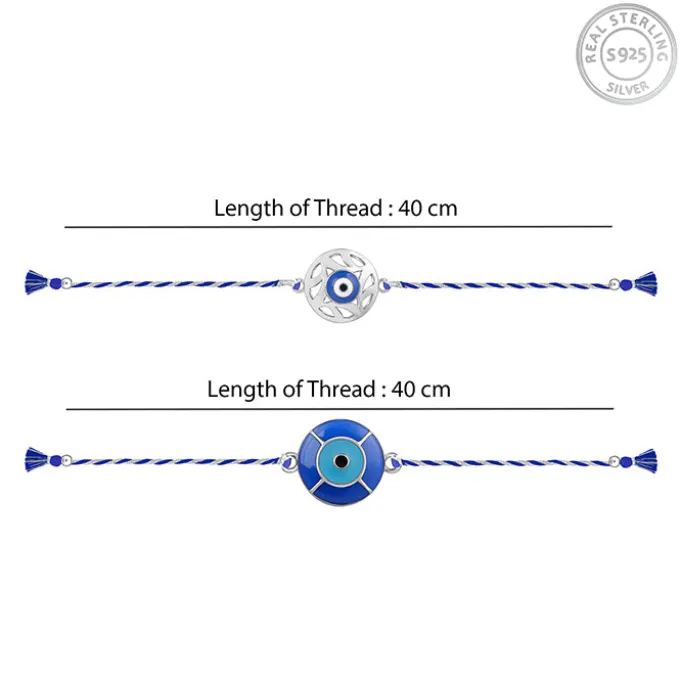Silver Evil Eye Rakhi Combo (set of 2)