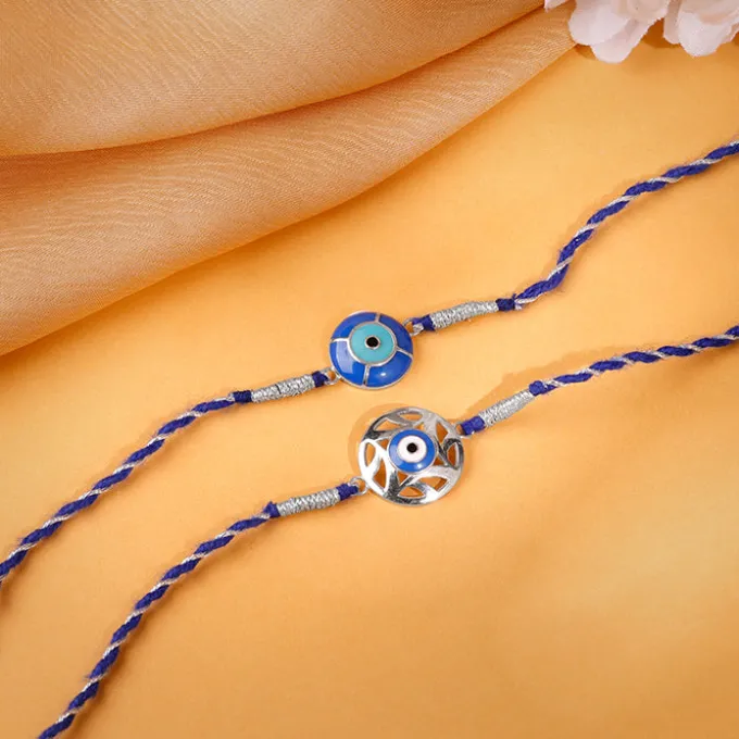 Silver Evil Eye Rakhi Combo (set of 2)