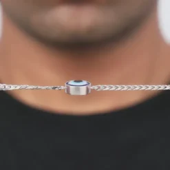 Silver Evil Eye Style Bracelet For Him