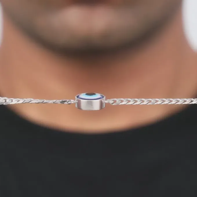 Silver Evil Eye Style Bracelet For Him