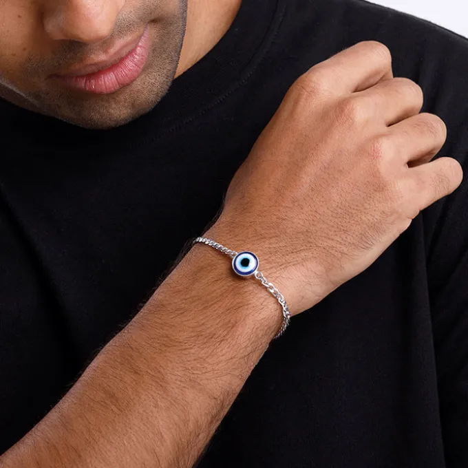 Silver Evil Eye Style Bracelet For Him