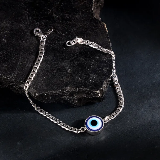 Silver Evil Eye Style Bracelet For Him
