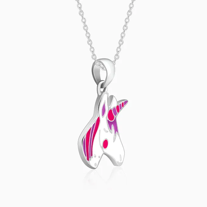 Silver Fairy Unicorn Kids Pendant With Link Chain