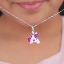 Silver Fairy Unicorn Kids Pendant With Link Chain