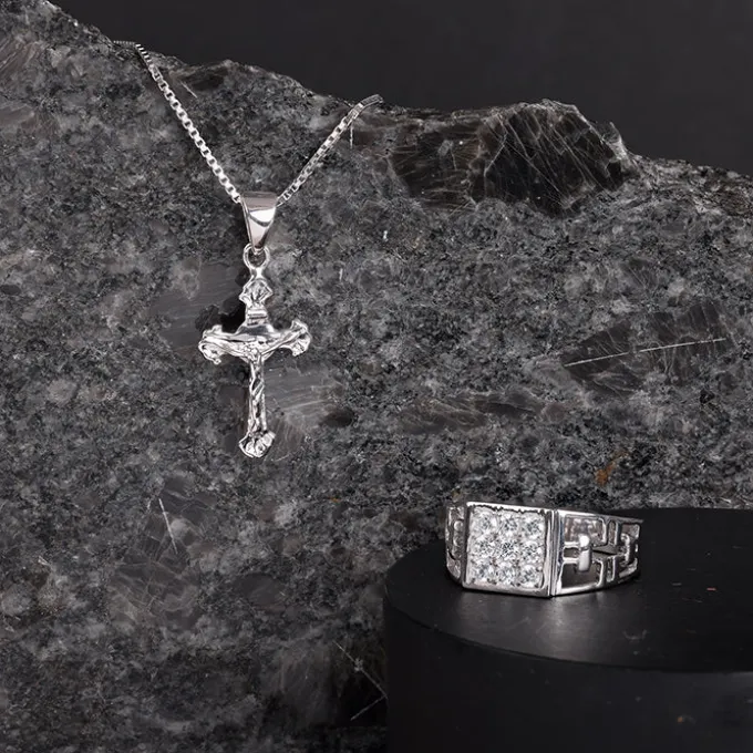 Silver Faith And Sparkle Set For Him