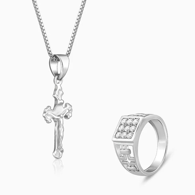 Silver Faith And Sparkle Set For Him