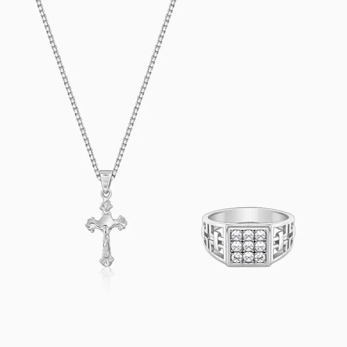 Silver Faith And Sparkle Set For Him