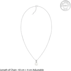 Silver Fall Pearl Pendant With Link Chain
