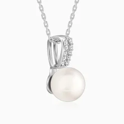 Silver Fall Pearl Pendant With Link Chain