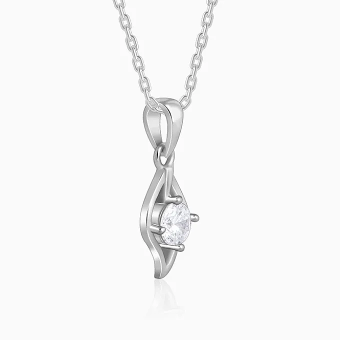 Silver Falling Dew Pendant With Link Chain