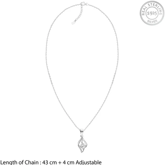 Silver Falling Dew Pendant With Link Chain