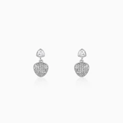 Silver Falling Heart Earrings