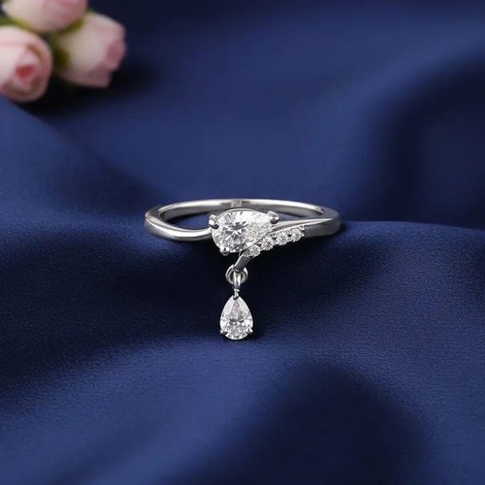 Silver Falling Light Ring